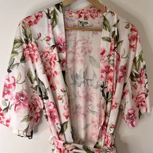 Show Me Your MuMu Brie Garden of Blooms Floral Robe w/ Tie Sz: O/S - Picture 2 of 7